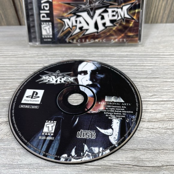 WCW Mayhem Sony PlayStation 1 PS1 Complete w/ Manual Black Label Tested - Picture 4 of 16